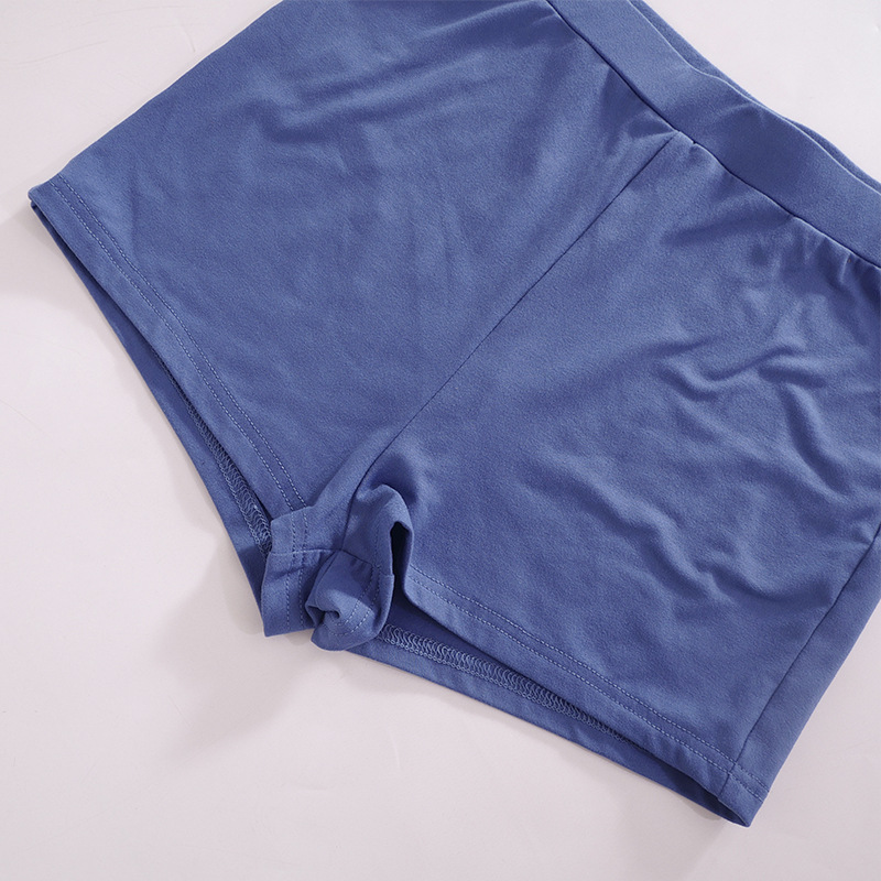 Women Clothing Spring Summer Solid Color Short Sleeve Casual Shorts Set