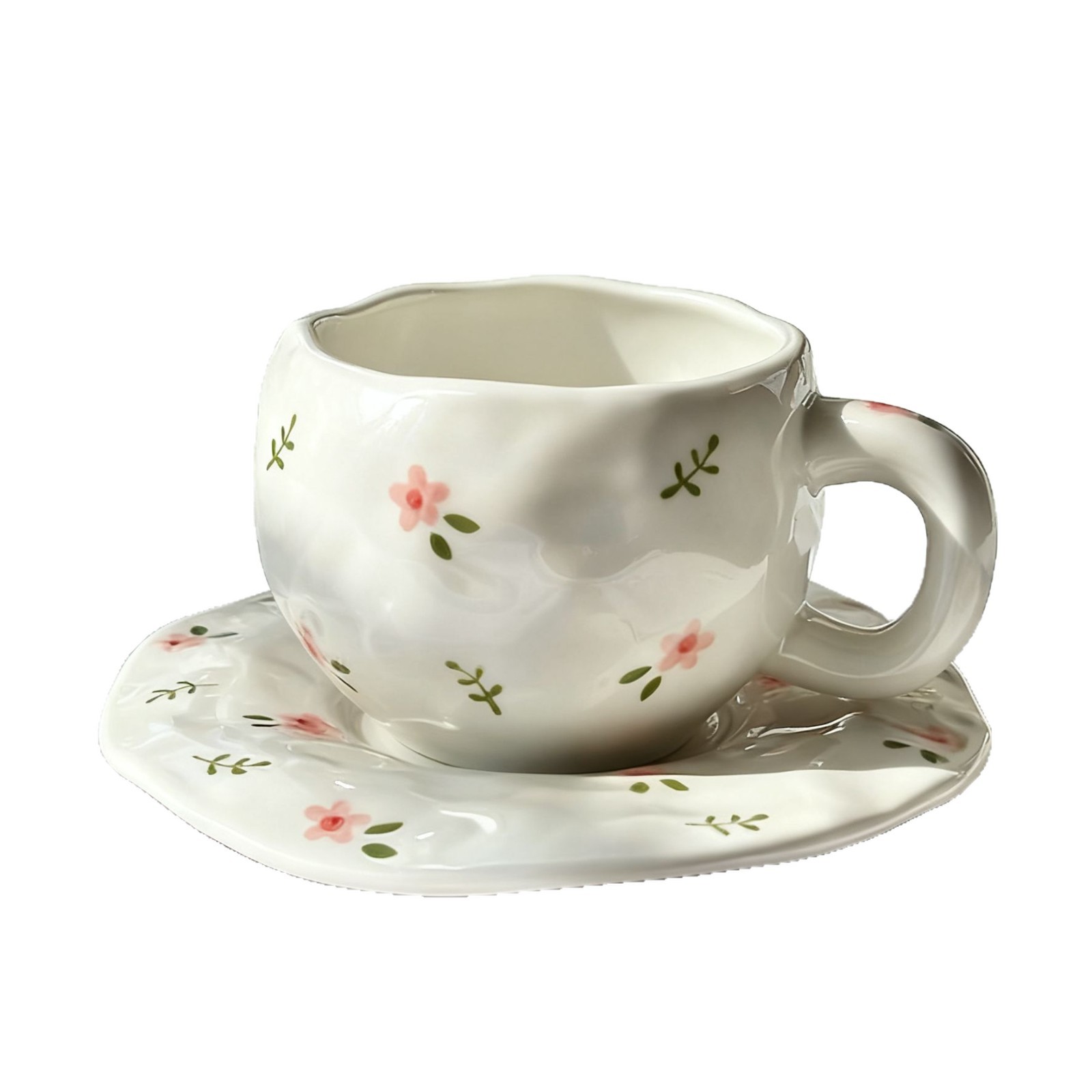 Esmalte coreano pintado a mano taza de café de cerámica con platos de alto valor de marca de rayas de taza de agua de lattes