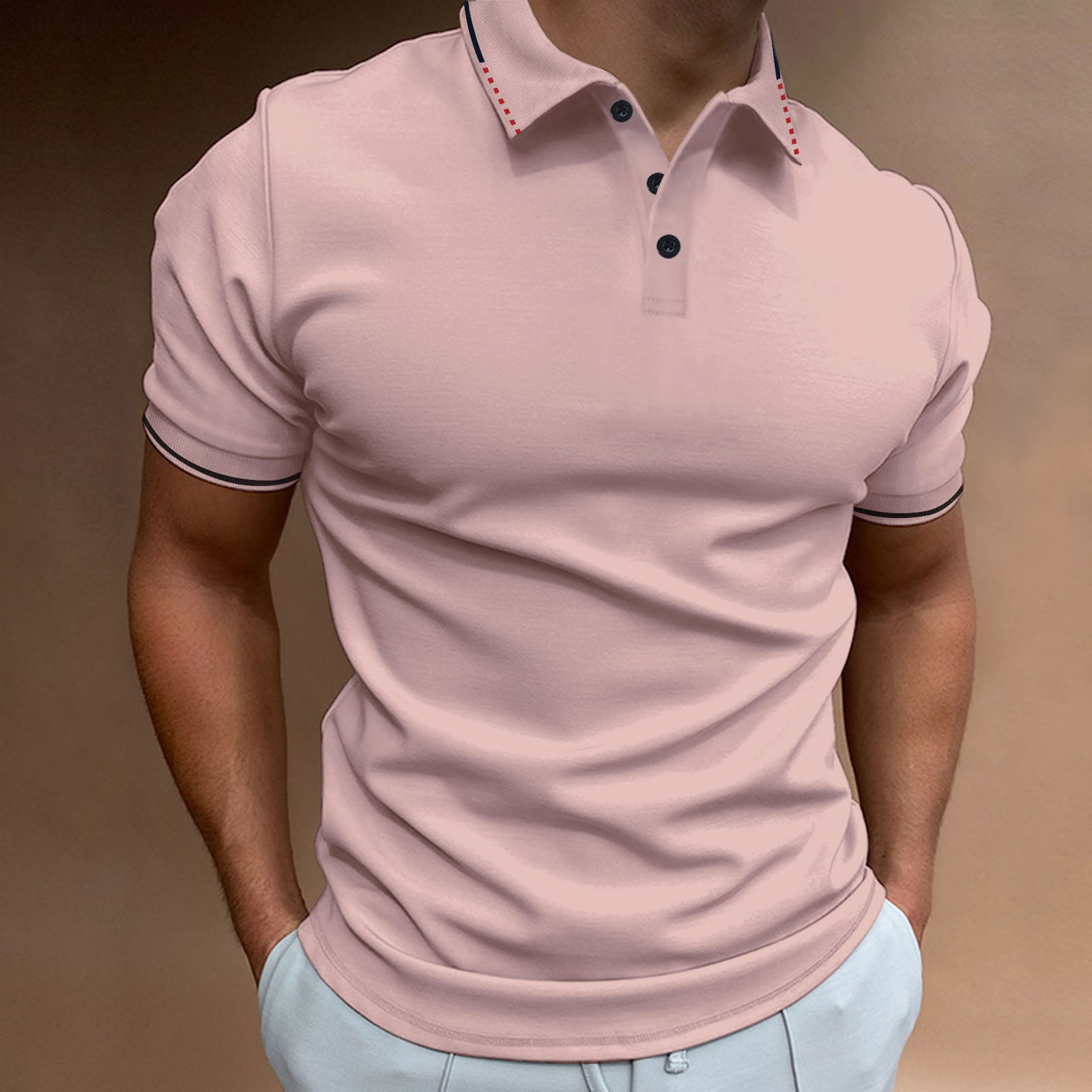New Men's Casual Threaded Polo Shirt_voghion.com