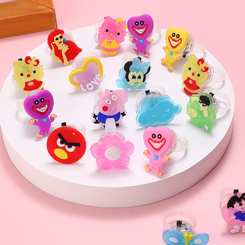 Flashy Rubber Cartoon Ring Glowing Ring Glowing Finger Light Flashy Finger Light Christmas Toys Street Vendor Wholesale
