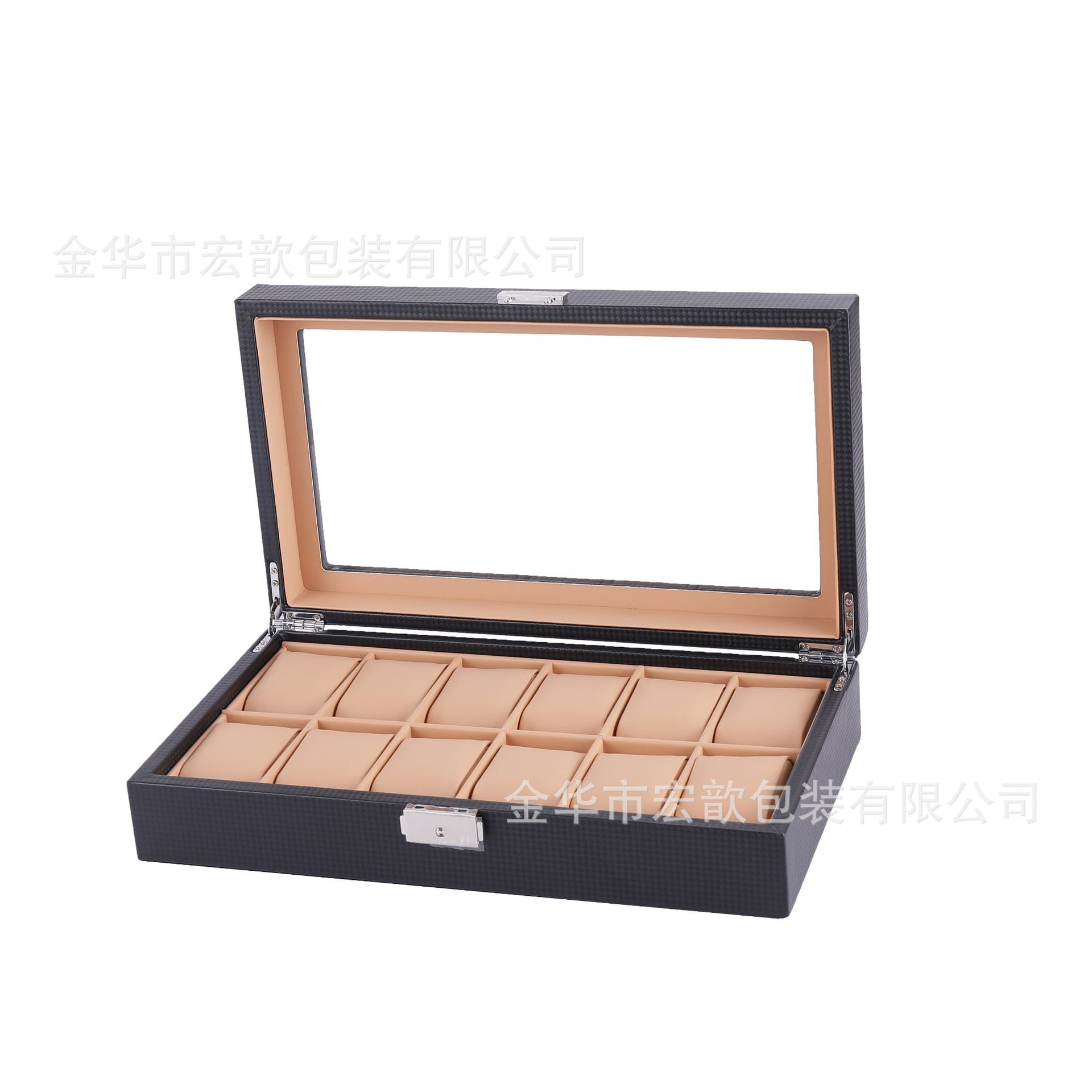 En stock al por mayor de fibra de carbono multi-epítopos caja de reloj gafas de reloj caja de joyería de almacenamiento Pantalla Reloj caja de embalaje