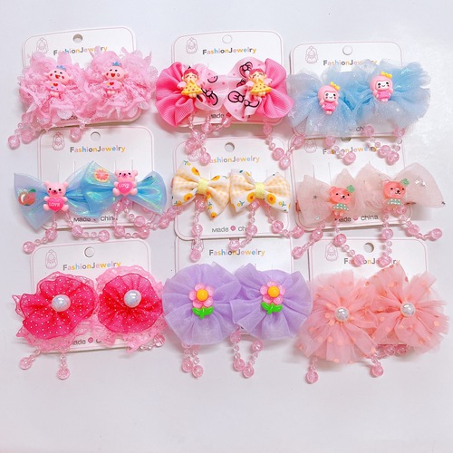 Internet celebrity hair accessories for girls, bow clips, hanging beads, lace clips, girls cartoon acrylic hairpins manufacturer