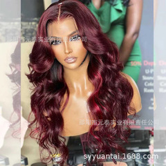Red highlight 99j color red wig 13x4レンズ・フロントsynchrotic wig