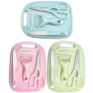(Wholesale), knife stainless steel, set, plastic scissors, 4 piece set
