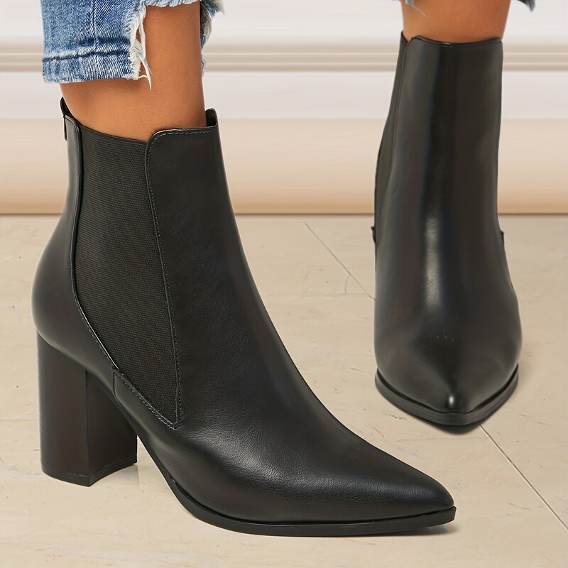 A 19363 Chelsea Boots Pointed-Toe High-Heeled Shoes A 19363 Chelsea Boots Pointed-Toe High-Heeled Shoes