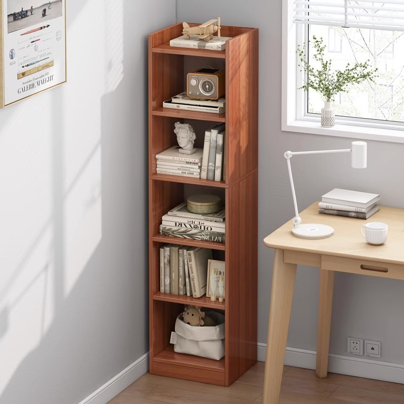 Bookshelf Simple Narrow Floor-To-Ceiling Storage Rack Sandwich Aisle Cabinet Home Living Room Multi-Layer Corner Corner Bookcase