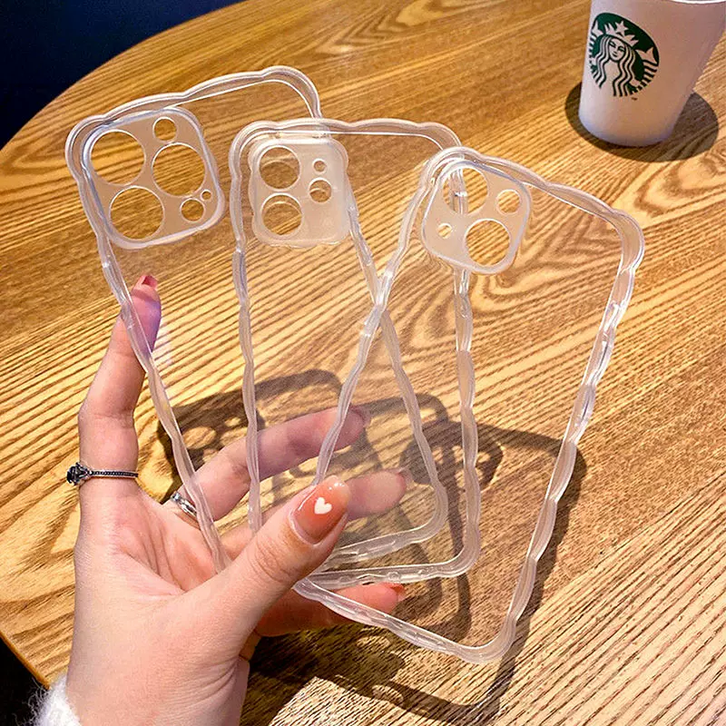 适用苹果13pro大波浪手机壳iPhone16硅胶透明11素材14Pro工厂直销