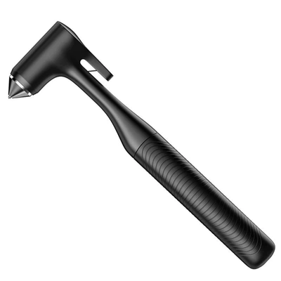 Car Safety Hammer Multifunctional Three-In-One Aluminum Alloy Fire Escape Life-Saving Emergency Window-Breaking Artifact Wholesale (Other Automotive Safety Supplies) - black-km67-safety-hammer-comes-with-card-holder-storage-bag-test-glass