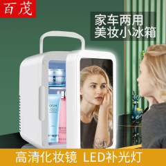 Home and car dual-use beauty refrigerator with touch light makeup mirror car mini 4L refrigerator makeup and skin care product refrigerator