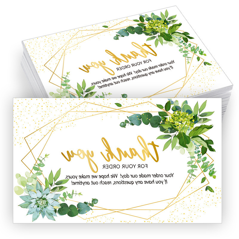 50张/包, 绿色感谢卡片感谢支持我的小型名片空白留言祝福明信片