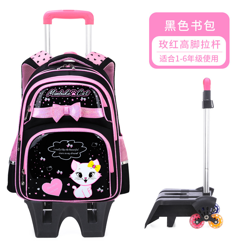 Mochila de tirón desmontable para estudiantes de escuela primaria de 2 a 6 grados, mochila de hombro impermeable para niños de escalada