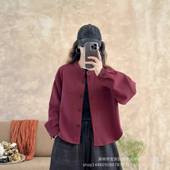 琪镌绘制秋季休闲棒球服女装立领百搭宽松显瘦纯色韩版外套25027