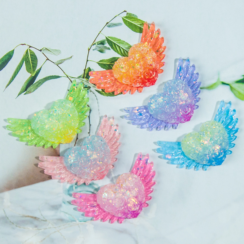 DIY Accessories Wholesale Mobile Phone Pendant Keychain Headband Hairpin Refrigerator Magnet Cartoon Rose Heart Wings