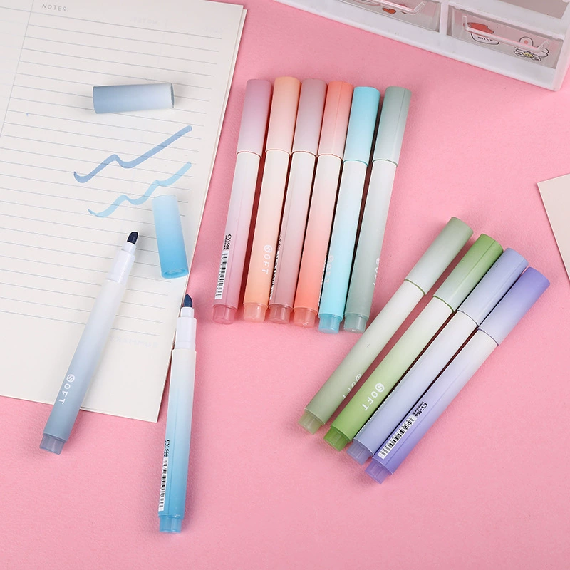 Fluorescent Gradient Highlighter Set, 4‑Pack Pastel Shades, large-capacity & eye-friendly