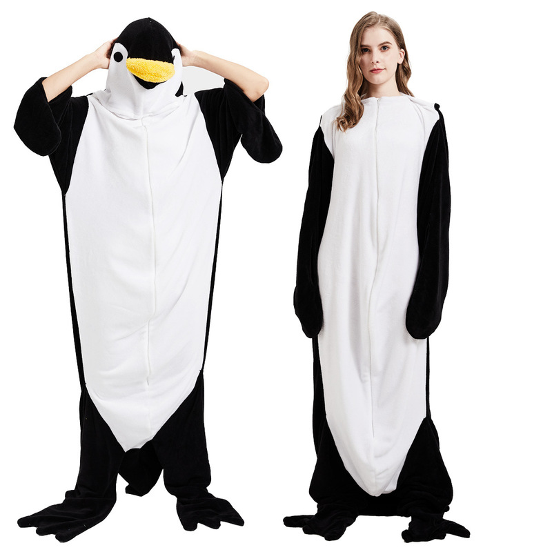 New Penguin Plush One-Piece Pajamas Flannel Cartoon One-Piece Pajamas Animal Performance Home Clothes Halloween