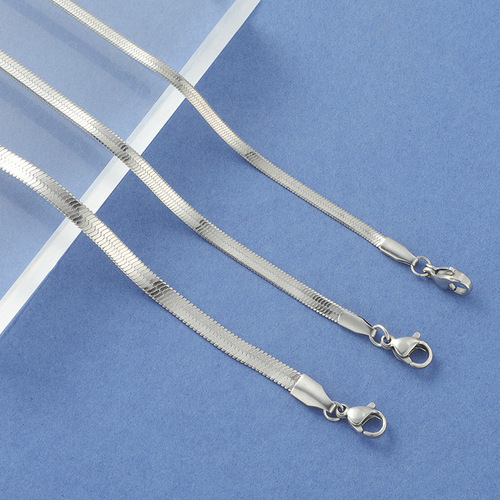 Foreign trade hot-selling furnace real gold stainless steel flat snake bone chain bracelet jewelry accessories DIY snake chain basic blade chain