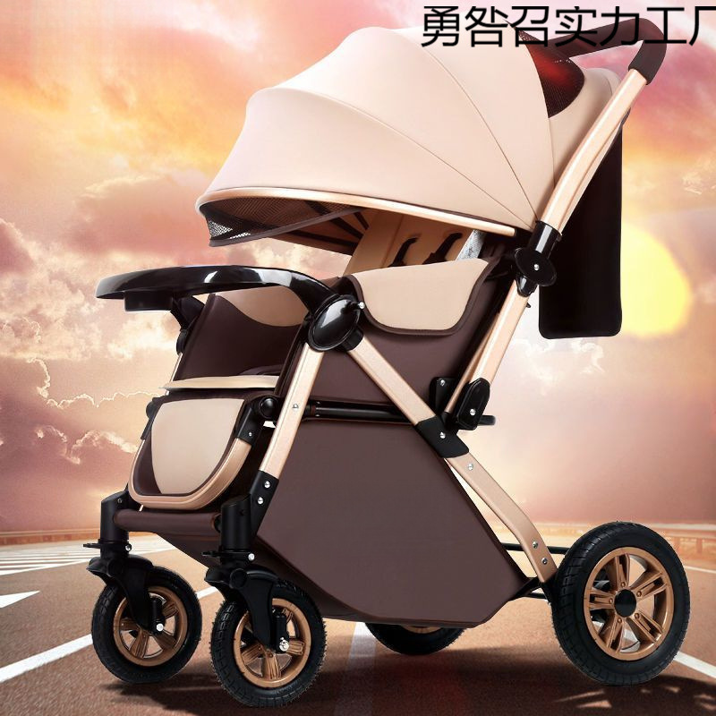 Cochecito de bebé con vista alta, cochecito de bebé ligero y plegable tipo paraguas, cochecito de bebé bidireccional, cochecito con amortiguación, se puede sentar y acostar