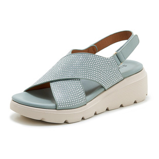 950-7 New 2025 Thick-Soled Sandals Lightweight Non-Slip Plaid Casual Sports Velcro Women's Shoes Dropshipping