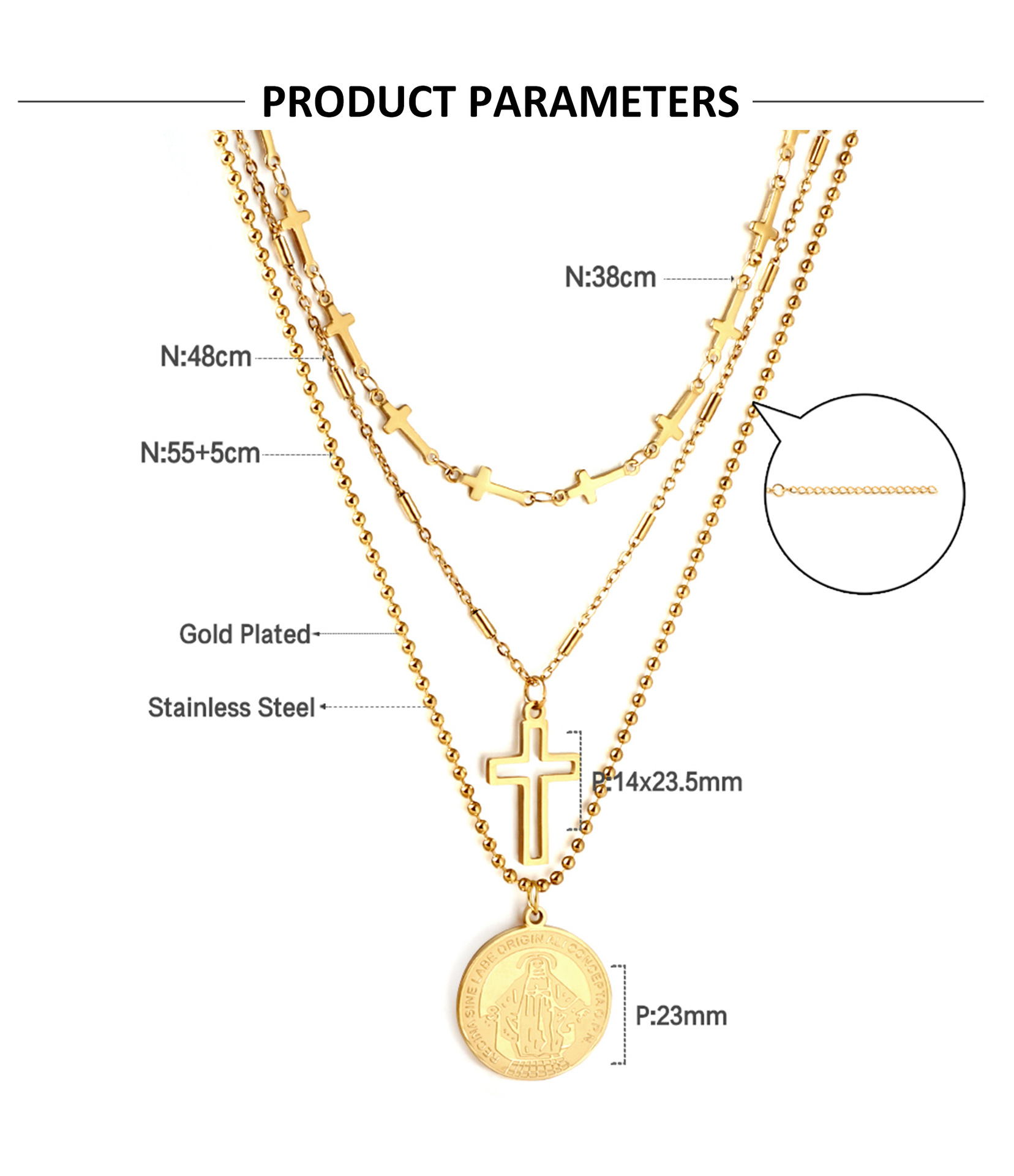 Retro Cross Stainless Steel Plating Inlay Artificial Gemstones Pendant Necklace 1 Piece