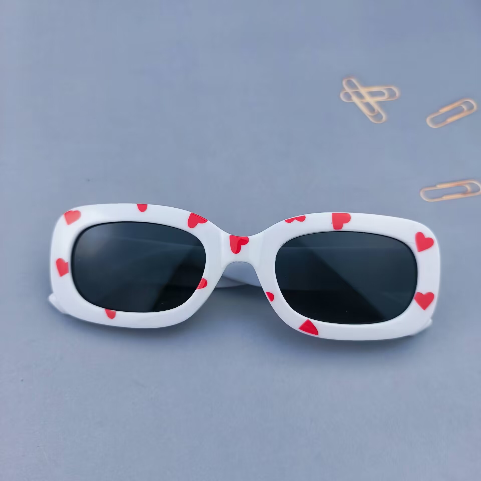 All Seasons Season Children Unisex Gender Cute Novelty Sweet Heart Shape Ac UV400 Protection Square Full Frame Kids Sunglasses