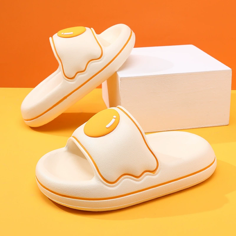 Повседневный мультфильм яйцо-пашот для мужчин и женщин Летние тапочки Мужские нескользящие мягкие подошвы ванная комната с толстой подошвы ins пара тапочки женщины