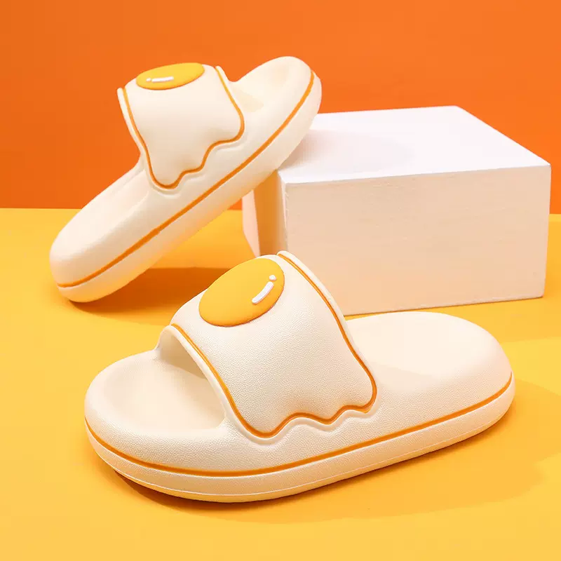 休闲卡通荷包蛋男女夏季拖鞋男士防滑软底浴室厚底ins情侣拖鞋女
