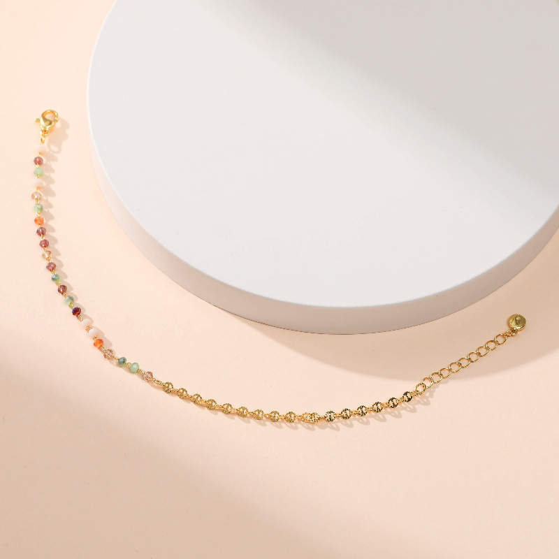 Cross-Border Foreign Trade New 18K Real Gold Bracelet Female Zircon Light Luxury Extendable Chain Sp