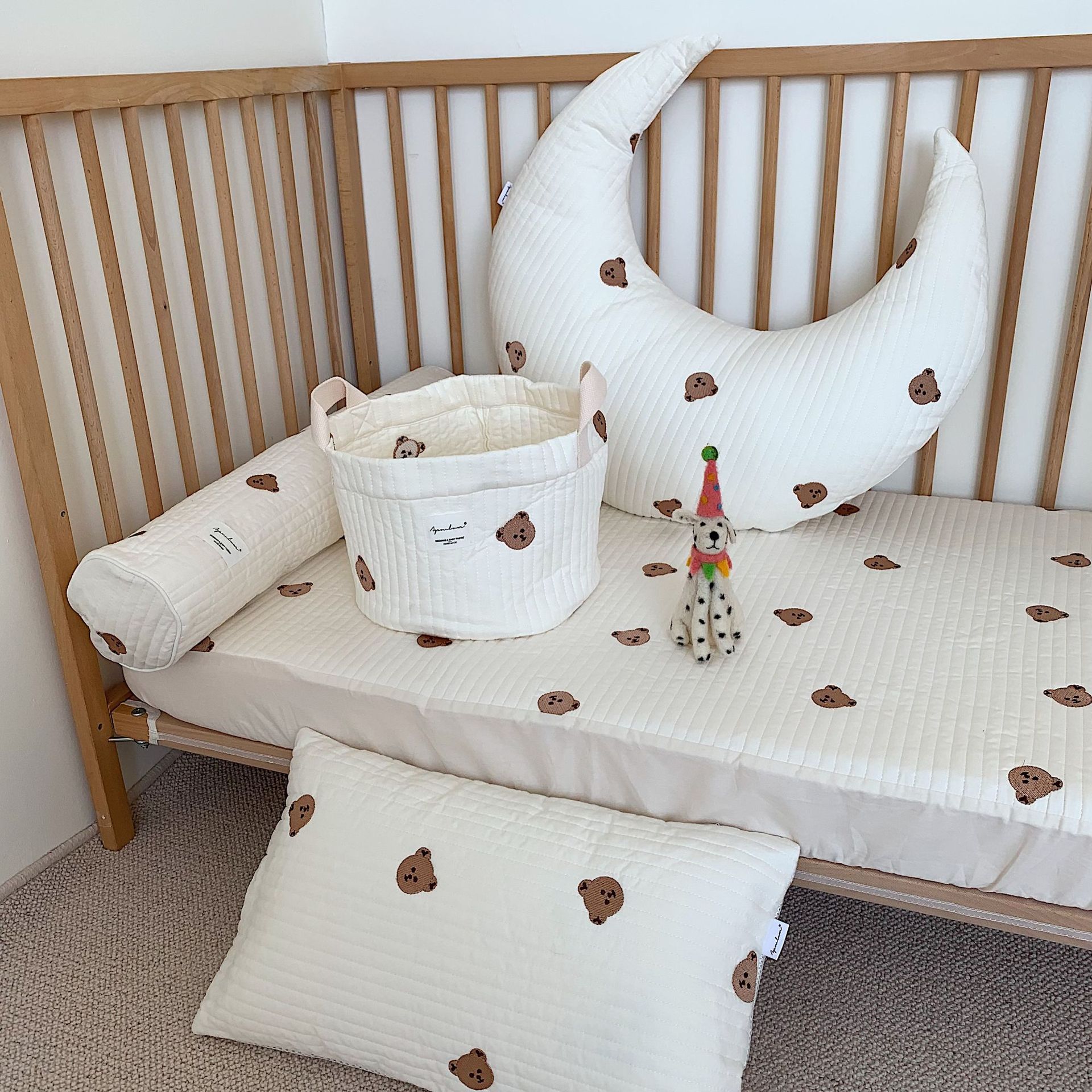 A-type 60-pcs pure cotton baby fitted sheet for newborn crib, pure cotton sheet, Korean-style quilted bed cover, protective sheet.