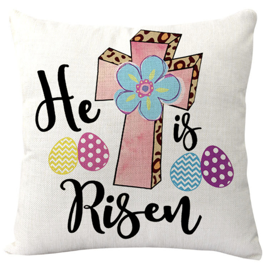 Amazon transfronterizo conejo de Pascua huevo lino almohada cubierta de cojín de coche de oficina sofá