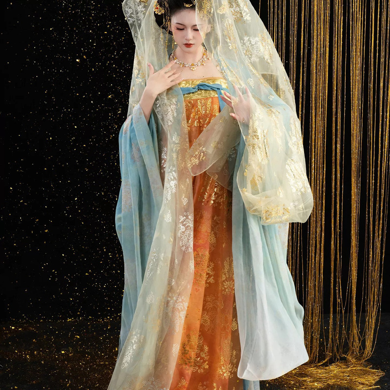 Tang Dynasty-style Hanfu for women, featuring a chest-high skirt and flowing wide-sleeved shirt, a restored version for everyday wear in spring and summer, exuding ethereal charm, suitable for ancient costume performances Tang Dynasty-style Hanfu for women, featuring a chest-high skirt and flowing wide-sleeved shirt, a restored version for everyday wear in spring and summer, exuding ethereal charm, suitable for ancient costume performances
