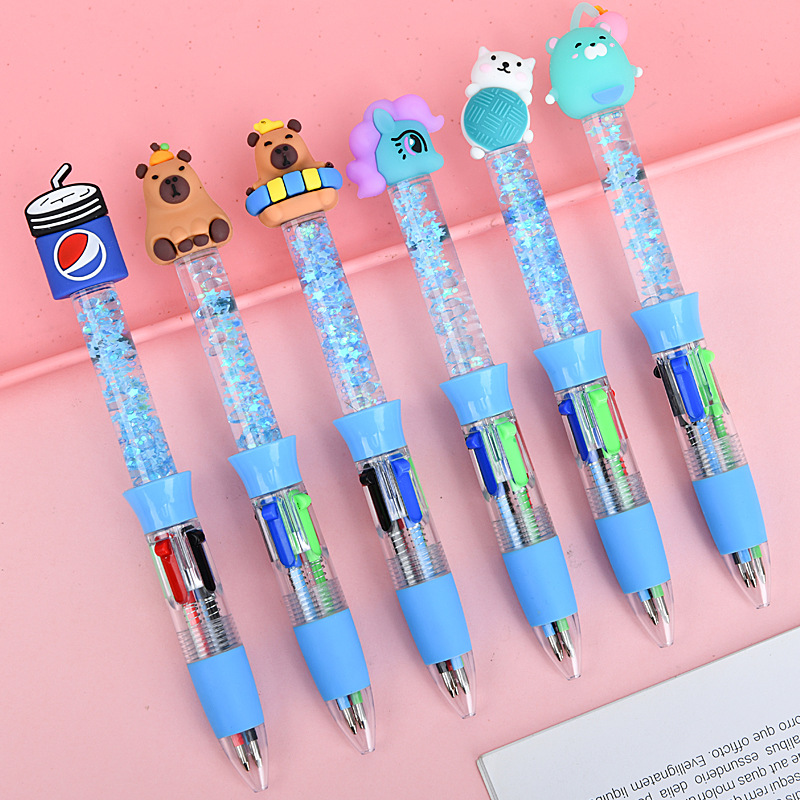 Caricatura de dibujos animados bolígrafo de cuatro colores bolígrafo creativo adorable bolígrafo multicolor bolígrafo multicolor bolígrafo para estudiantes