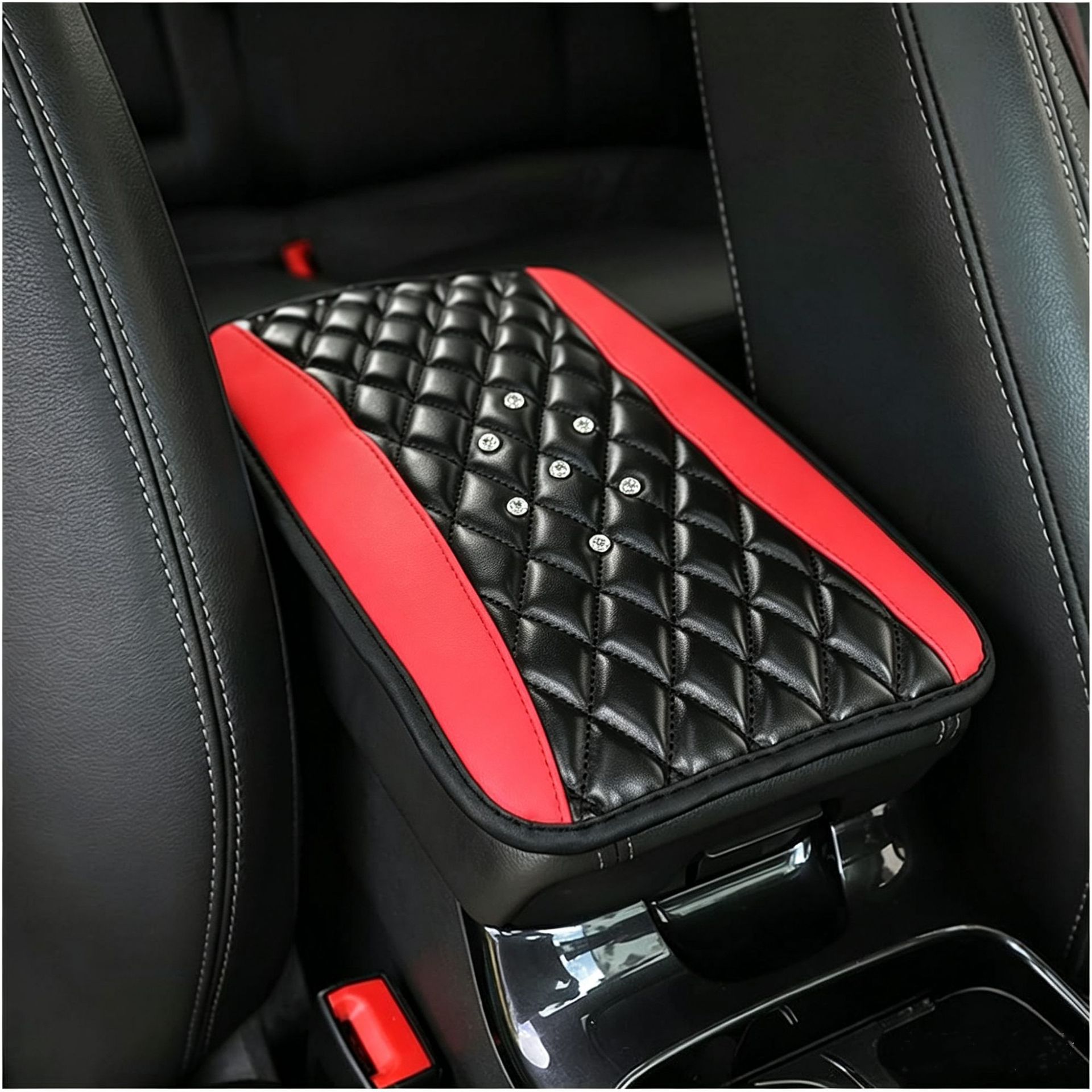 Cross-border car armrest box cover, spliced diamond pattern, universal for all seasons, breathable and non-slip center console mat, car accessories wholesale