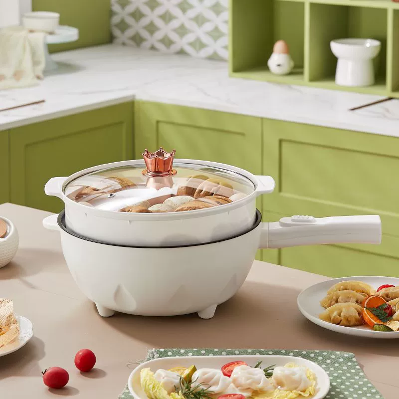 Новая электрическая кухонная плита all-in-one, съемная многофункциональная студенческая сковорода для жарки, электрическая кухонная плита для дома, розовая, надежда на жарку дома