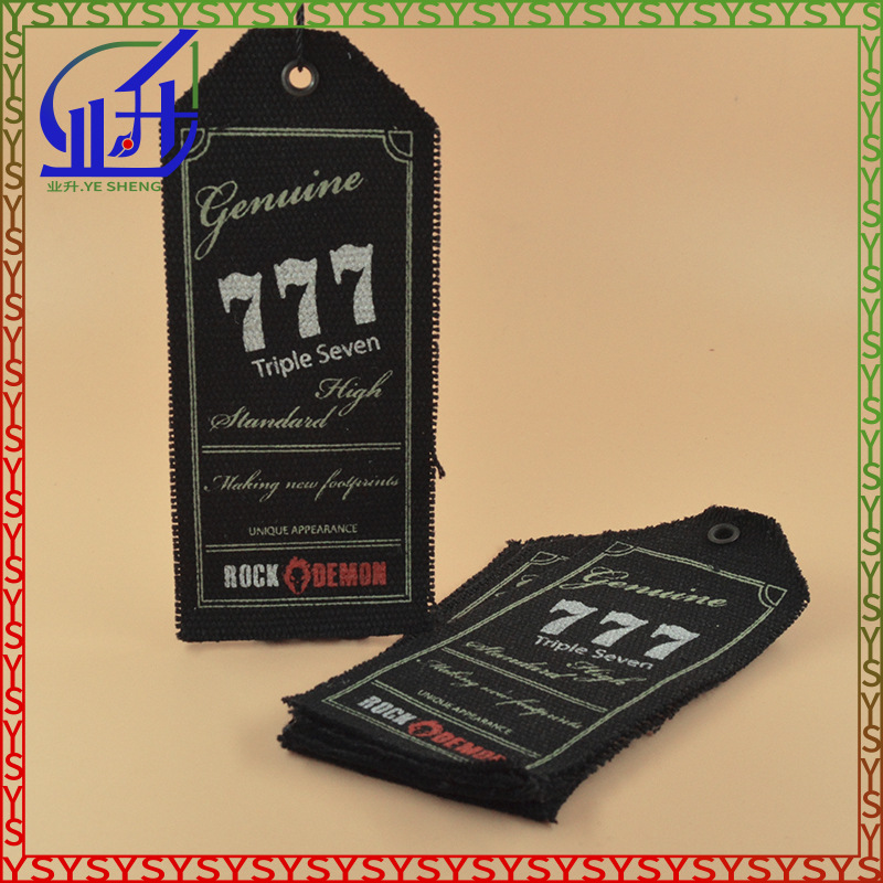 业升制品黑色帆布挂牌布料铜鸡眼吊牌棉质挂牌可订LOGO