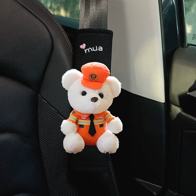Seat belt shoulder pad — goods] in-car protection girls cute - safe-firefighter-little-bear-ice-silk-safety-belt-shoulder-pad-1-piece