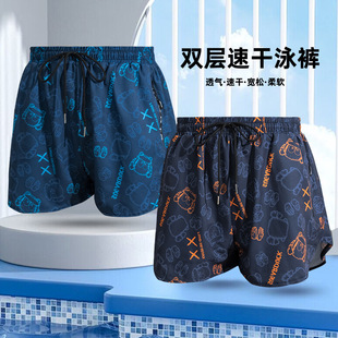 New printed swimming trunks men's boxer large size hot spring beach pants fashion men's swimwear professional swimming trunks wholesale