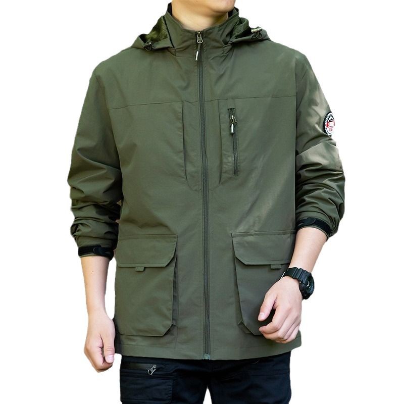 Chaqueta de primavera y otoño para hombre, exportación transfronteriza, corte holgado, multibolsillos, cortavientos, deportiva, tallas grandes. image 7