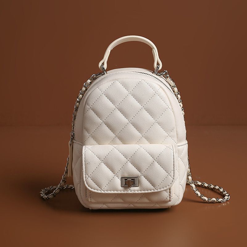 Genuine Leather Niche Quilted Backpack for Women 2026 New Fashion Versatile Backpack School Bag Single Shoulder Travel Bag