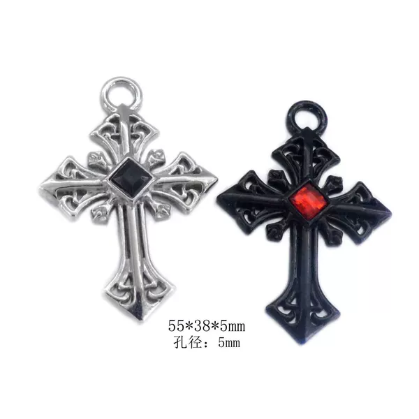 Punk Style Swimming Black Cross Alloy Pendant DIY Alloy Accessories Gothic Style Cross Alloy Pendant