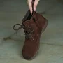 圆头秋冬磨砂平跟女靴子