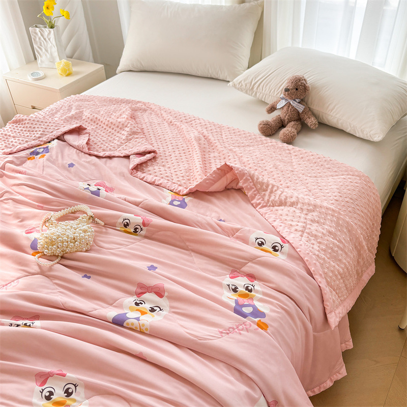 Edredón fresco de verano de frijoles de seda helada Edredón de aire acondicionado Edredón de verano para niños de verano Edredón fino lavable a máquina