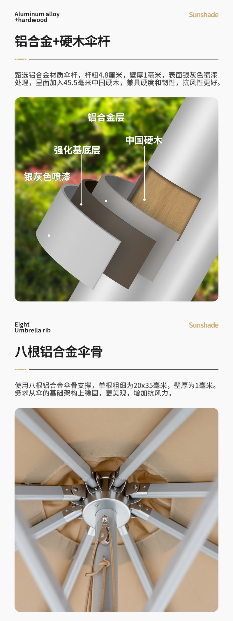 户外遮阳伞庭院花园室外室内两用厂家摆摊别墅防晒中柱圆形拉绳伞