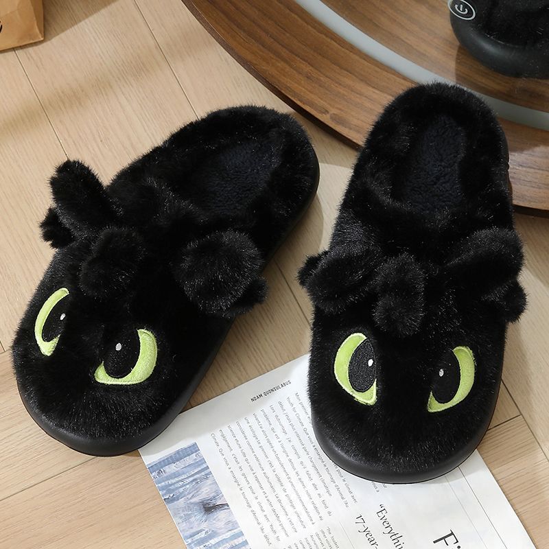 New Little Devil Cotton Slippers for Couples Winter Cute Indoor and Outdoor Wear Non-Slip Postpartum Warm Thick-Soled Fur Slippers