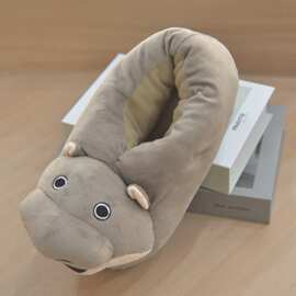 跨境新款moo deng plush 泰国侏儒河马矮河马毛绒玩偶拖鞋