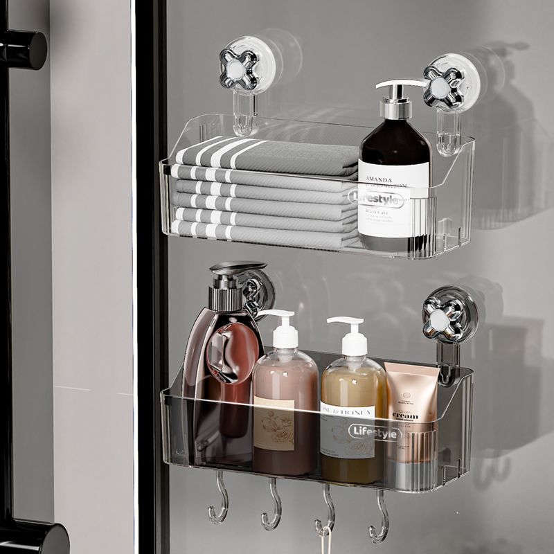 Baño de lujo ligero ventosa transparente estante de almacenamiento de almacenamiento de baño hogar sin agujeros colgados en la pared caja de almacenamiento de lavabo