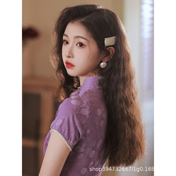 Purple summer retro cheongsam