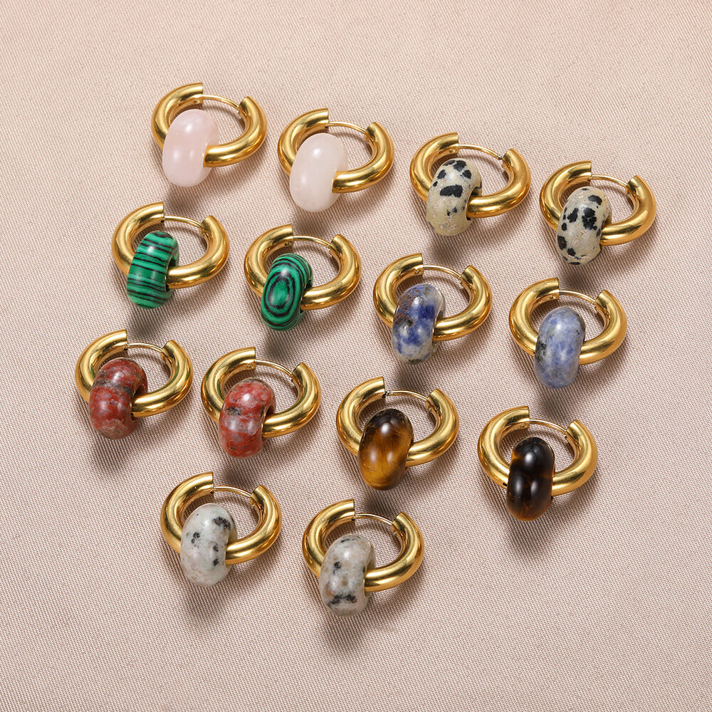 13g Weight PVD Coated Gold Plating Process 304 Stainless Steel Ear Needle Material 18K Real Gold Plated Plating Material Hoop Earrings Classification 1 Pair Quantity Date, Tea Party Occasion 304 Stainless Steel Material Geometric Pattern Women's Gender Classic Style Style Plating Craft 1 Pair Classic Style Geometric Plating Natural Stone Metal Hoop Earrings 1