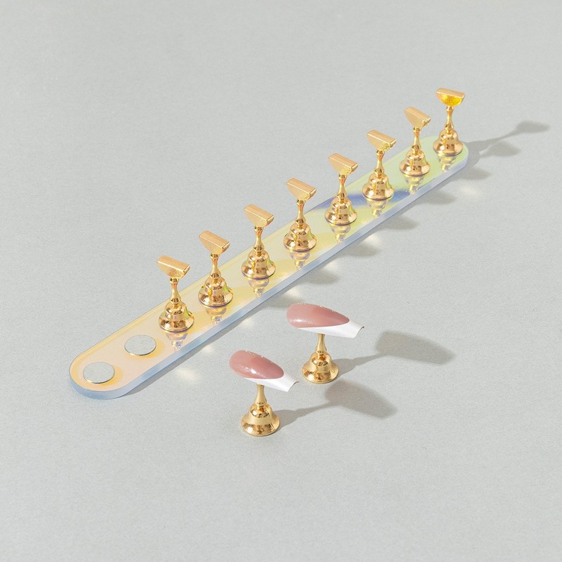 跨境新款彩色美甲甲片托练习架棋子多巴胺美甲甲托磁吸式作品展架|undefined