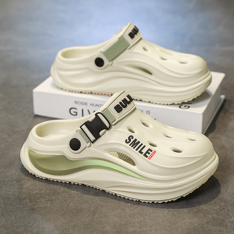 Men's Thick-Soled Non-Slip Comfortable Beach Shoes, Women's Sandals with a Soft Feel, Summer Couple's Dual-Use Driving Shoes, Hollow-Out Clogs