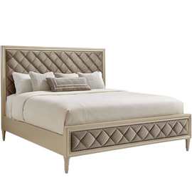 美式实木现代双人床法式香槟色轻奢软包床1.8米布艺婚床ins网红床